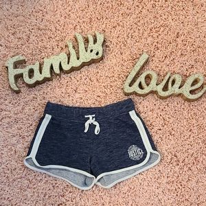 Justice navy blue and white kids shorts